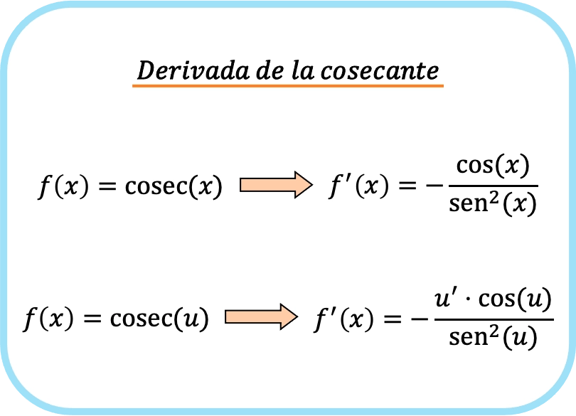 derivada de la cosecante formula