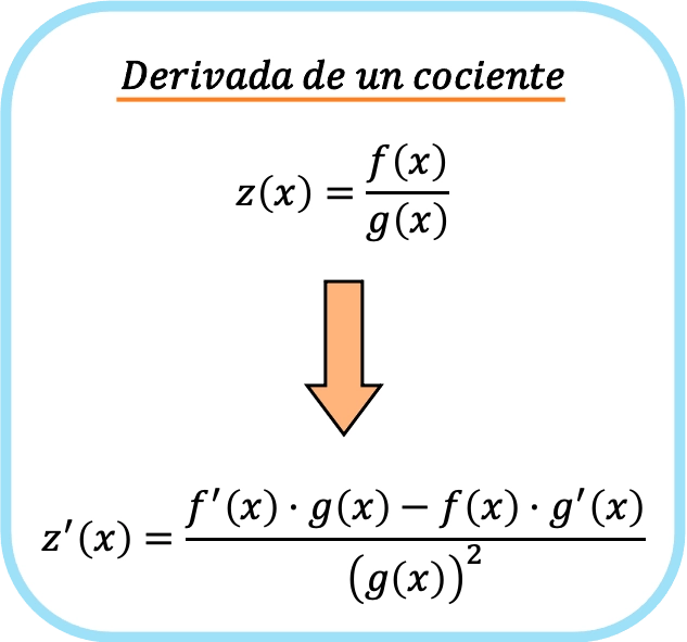 formula de la derivada de una division o de un cociente