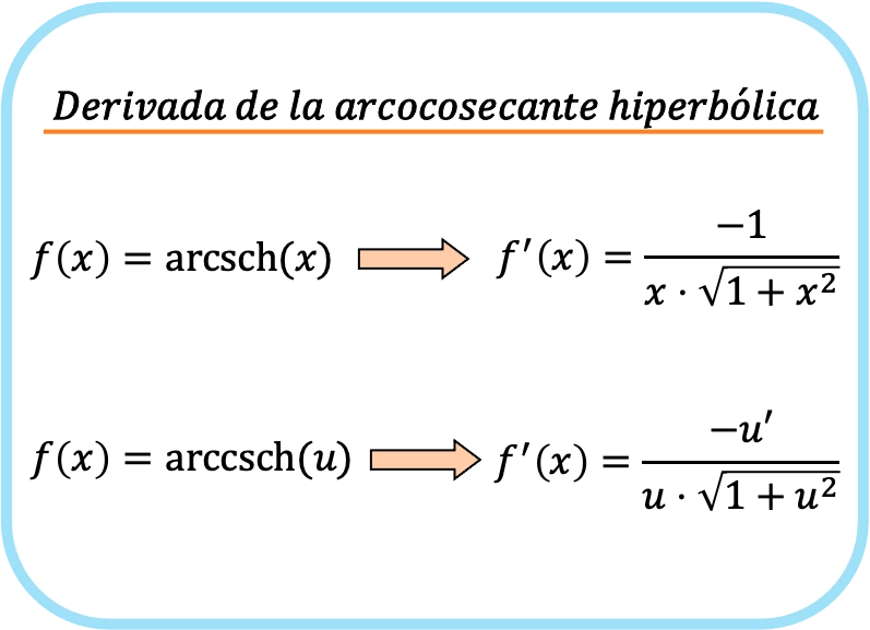 derivada de la arcocosecante hiperbolica