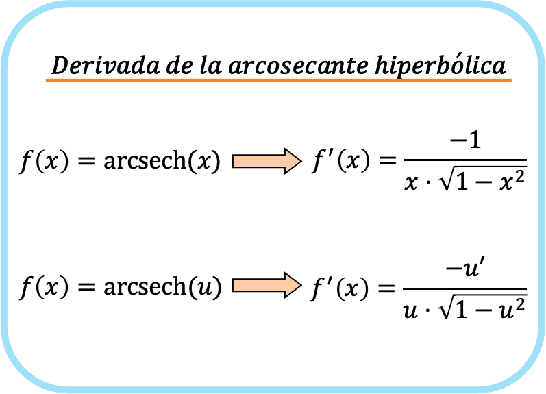 derivada de la arcosecante hiperbolica