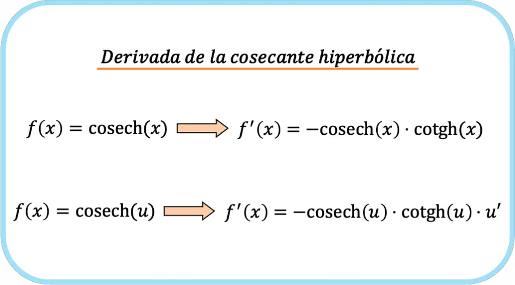 derivada de la cosecante hiperbolica